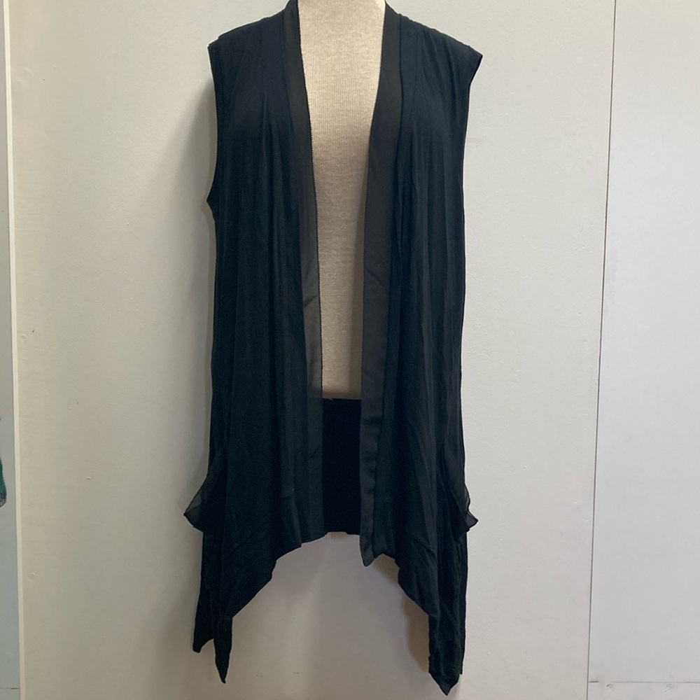 Black Sleeveless Open Front Cardigan